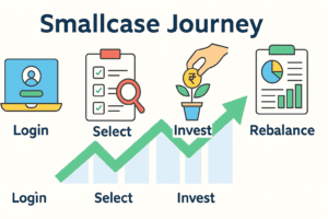 Smallcase investment infographic in Hindi Smallcase vs mutual fund chart in Hindi How to invest in Smallcase step-by-step